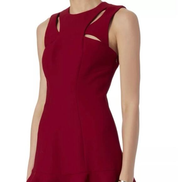 CINQ A SEPT SCORPIO CUT OUT TULIP HEM MINI DRESS CRIMSON RED Women’s Size 0 - Picture 4 of 13